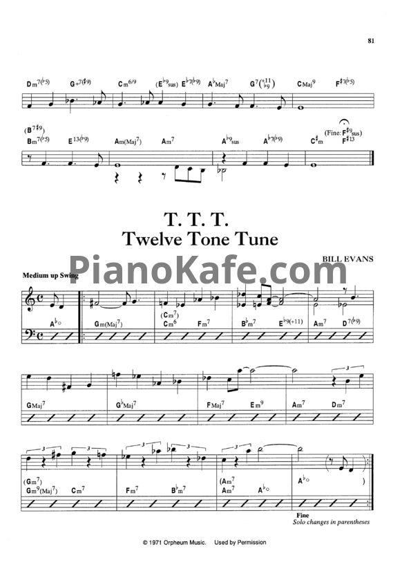 Ноты Bill Evans - Twelve tone tune (T. T. T.) - PianoKafe.com