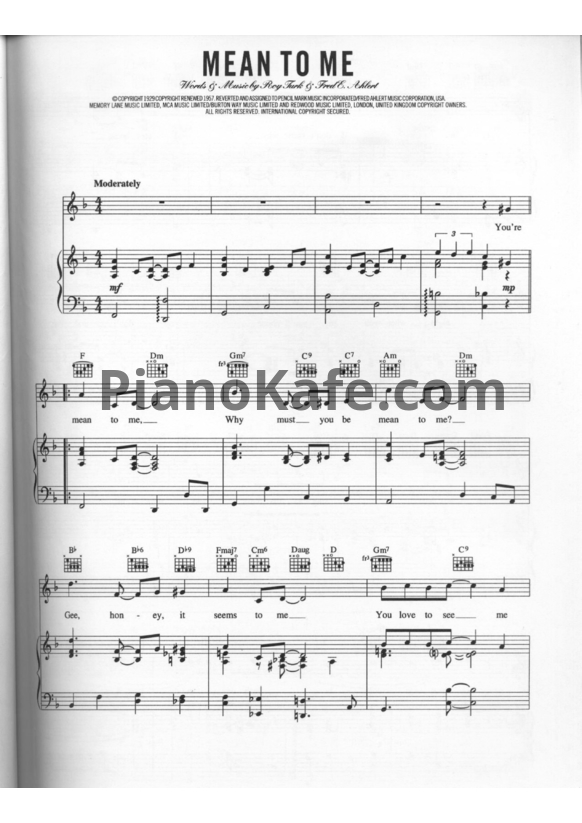 Ноты Billie Holiday - Mean to me - PianoKafe.com