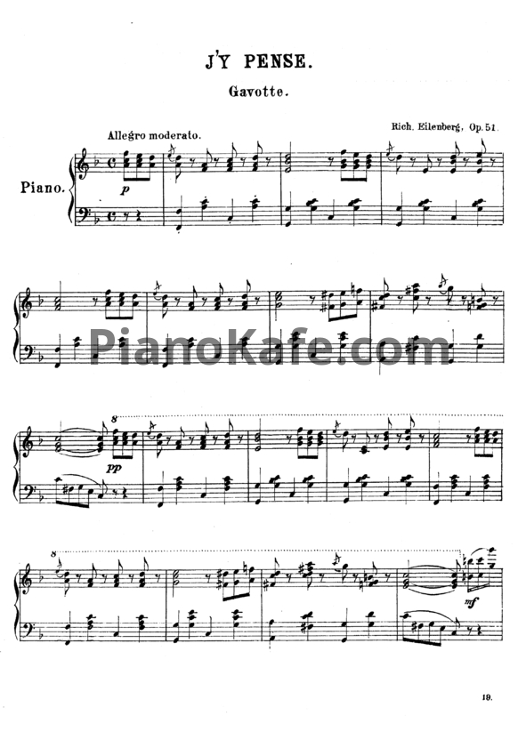Ноты Р. Эйленберг - J'y Pense (Op. 51) - PianoKafe.com