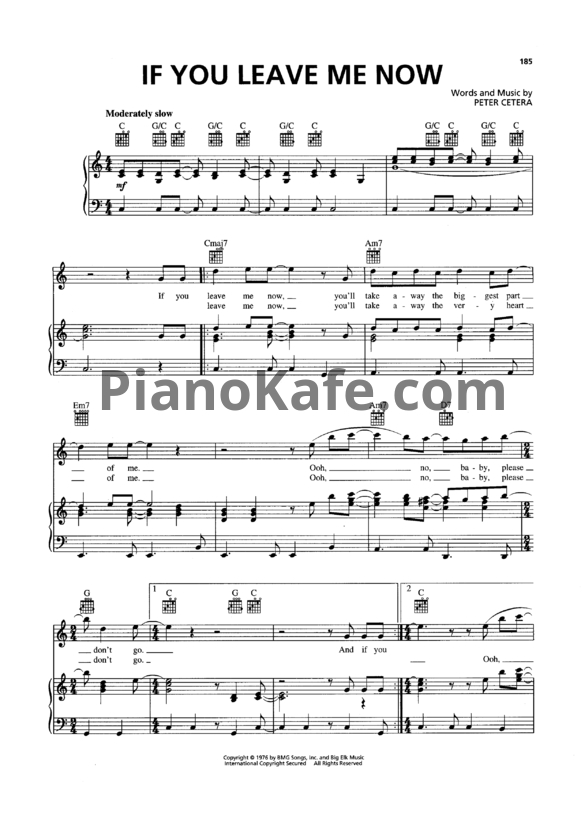Ноты Chicago - If you leave me now - PianoKafe.com