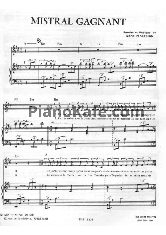 Ноты Lara Fabian - Mistral Gagnant - PianoKafe.com