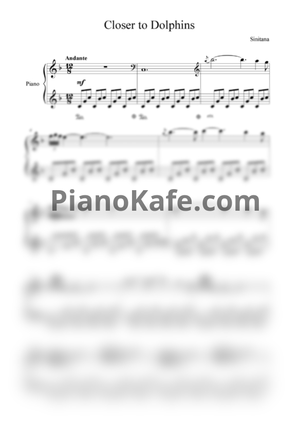 Ноты Sinitana - Closer to dolphins - PianoKafe.com