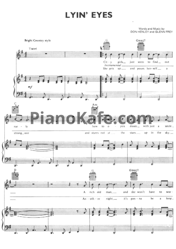 Ноты The Eagles - Lyin' eyes - PianoKafe.com