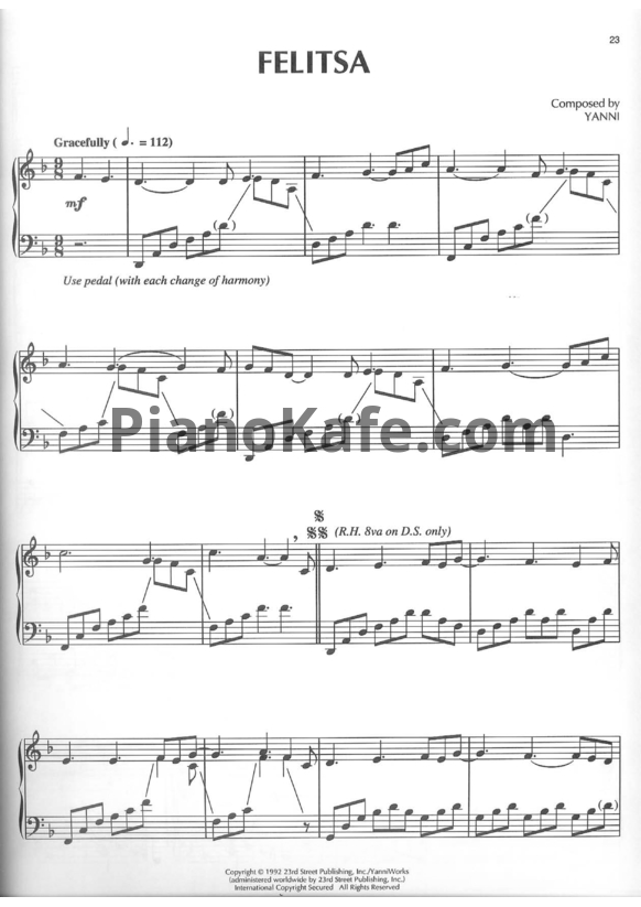 Ноты Yanni - Felitsa - PianoKafe.com