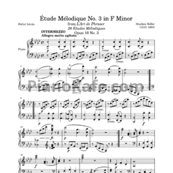Ноты Стефан Хеллер - Мелодический этюд (Op. 16, №3) фа минор - предпросмотр