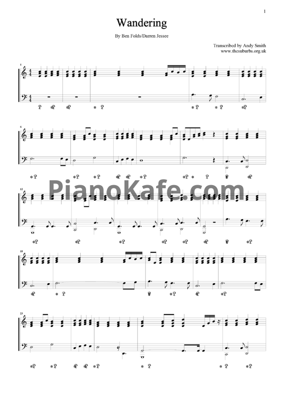 Ноты Ben Folds - Wandering - PianoKafe.com