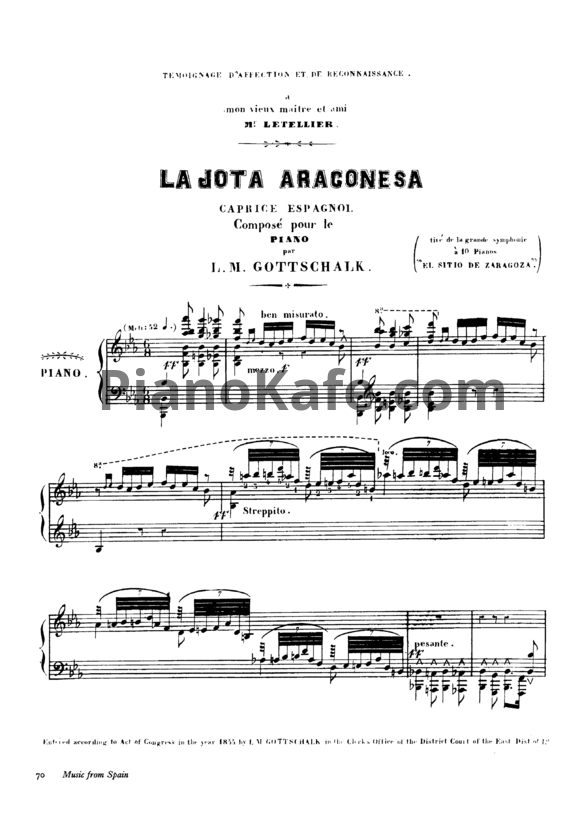 Ноты Луи Моро Готшалк - La jota aragonesa (Op. 14) - PianoKafe.com