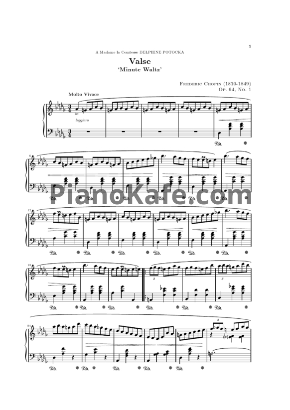 Ноты Фредерик Шопен - Вальс №6 ре-бемоль мажор (Op. 64, №1) - PianoKafe.com