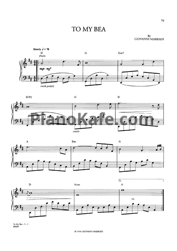 Ноты Giovanni Marradi - To my bea - PianoKafe.com