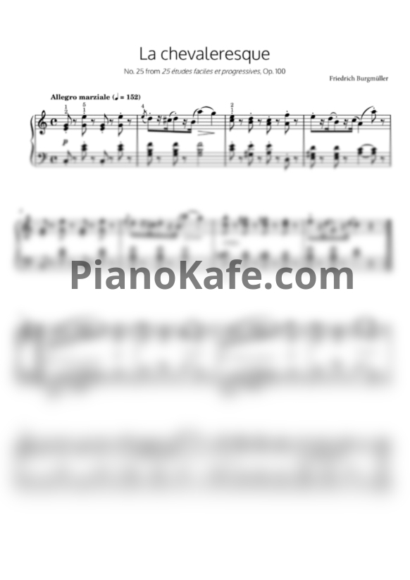 Ноты Фридрих Бургмюллер - Рыцарская баллада (La chevaleresque) - PianoKafe.com