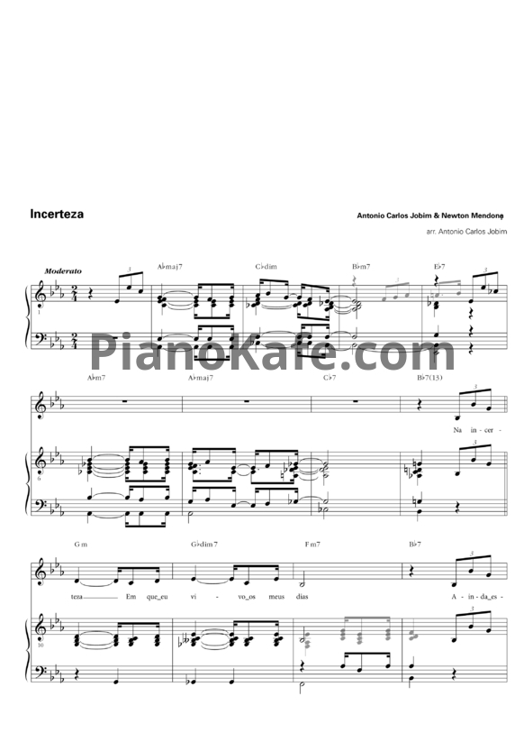 Ноты Antonio Carlos Jobim - Incerteza - PianoKafe.com