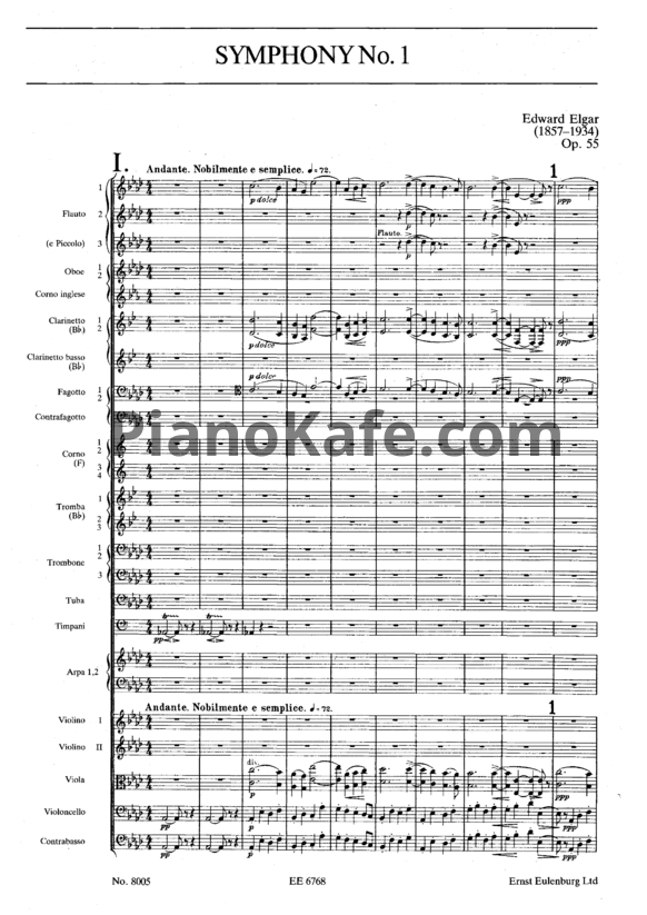 Ноты Эдуард Элгар - Симфония №1 (Op. 55, Партитура) - PianoKafe.com