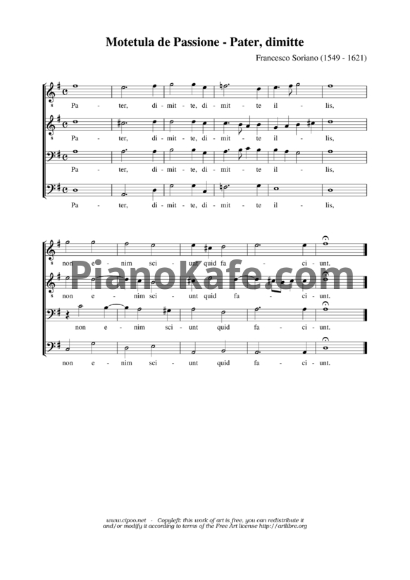 Ноты Ф. Сориано - Мотет "Pater, dimitte" - PianoKafe.com