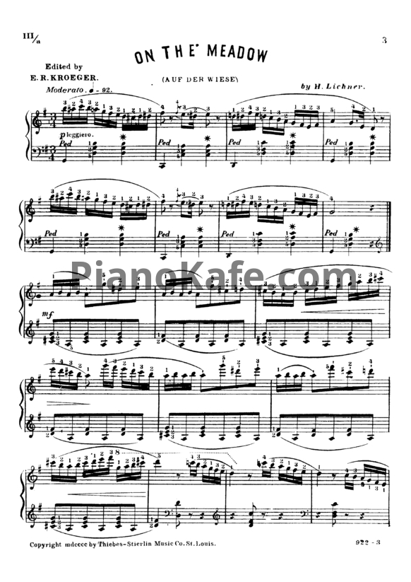 Ноты Генрих Лихнер - На лугу (Op. 95 №2) - PianoKafe.com