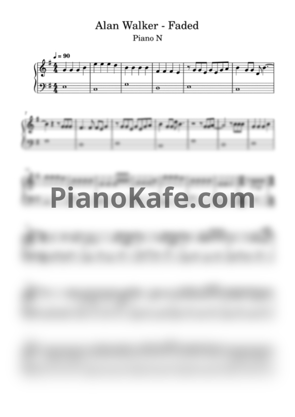 Ноты Alan Walker - Faded  (Easy piano) - PianoKafe.com
