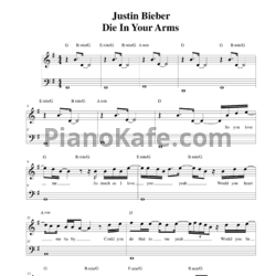 Ноты Justin Bieber - Die in your arms - предпросмотр