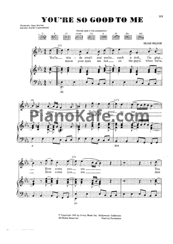 Ноты The Beach Boys - You're so good to me - PianoKafe.com