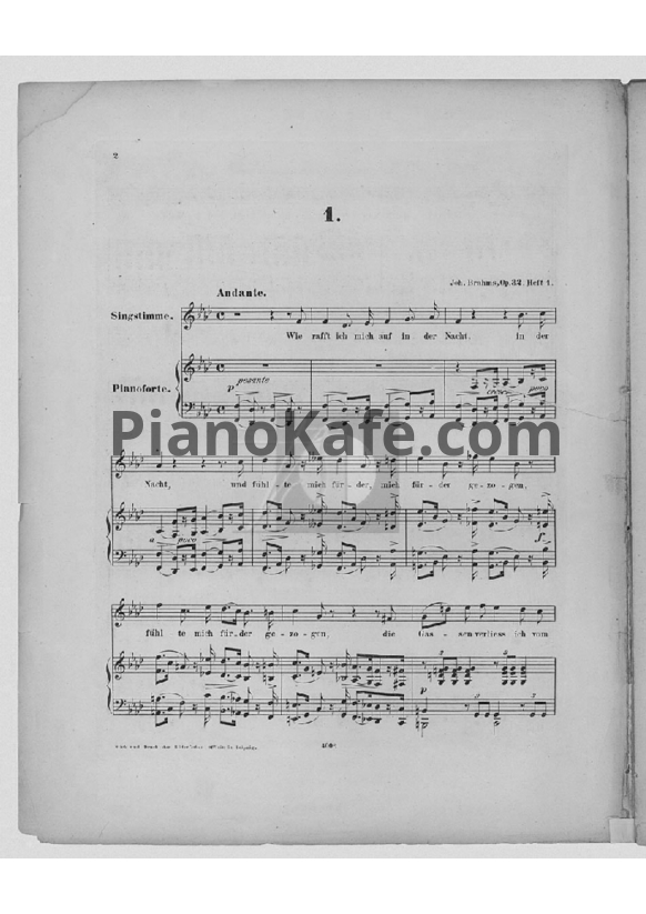 Ноты И. Брамс - Песни и напевы (Op. 32) - PianoKafe.com