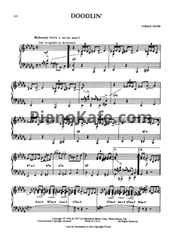 Ноты Horace Silver - Doodlin' - PianoKafe.com