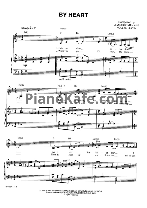 Ноты Jim Brickman - By heart - PianoKafe.com