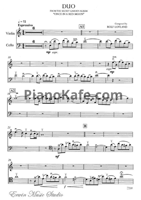 Ноты Secret Garden - Duo (для скрипки) - PianoKafe.com