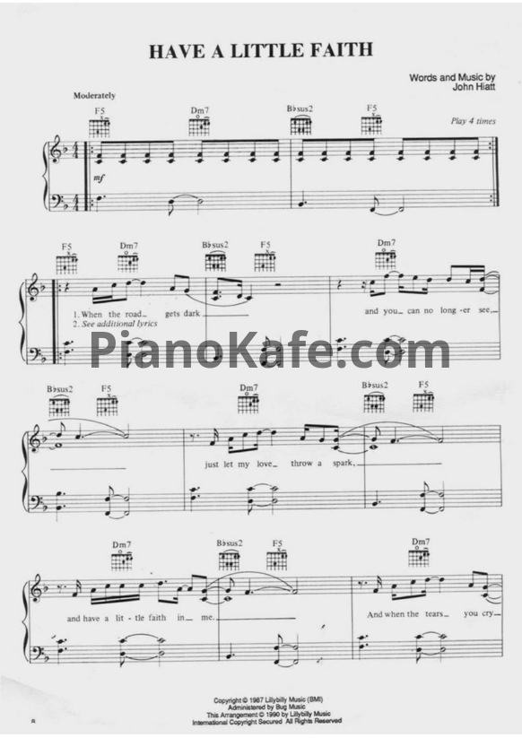 Ноты John Hiatt - Have a little faith - PianoKafe.com