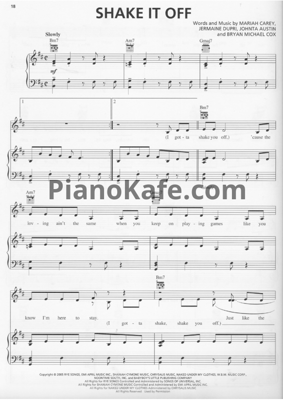 Ноты Mariah Carey - Shake it off - PianoKafe.com
