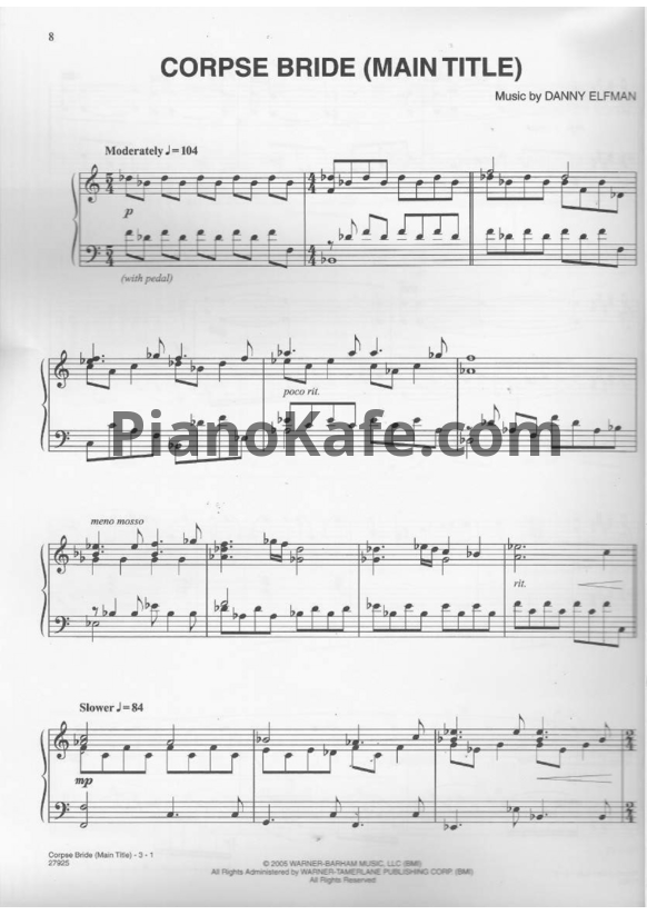 Ноты Danny Elfman - Corpse bride (Книга нот) - PianoKafe.com