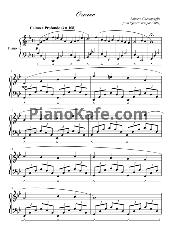 Ноты Roberto Cacciapaglia - Oceano - PianoKafe.com