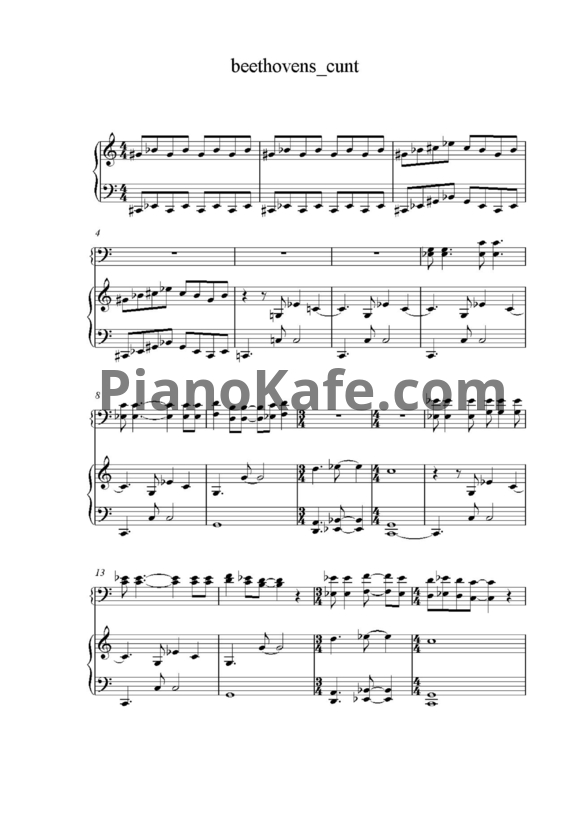 Ноты Serj Tankian - Beethoven's cunt - PianoKafe.com