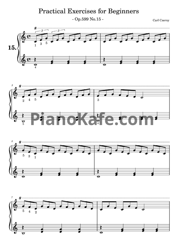 Ноты Карл Черни - Practical exercises for beginners (Op. 599, №15) - PianoKafe.com
