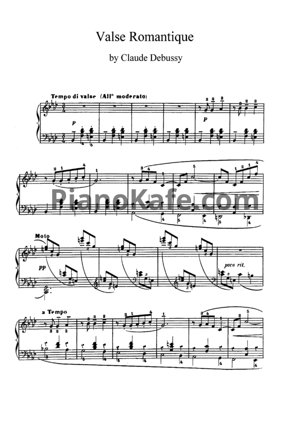Ноты Claude Debussy - Романтический вальс - PianoKafe.com