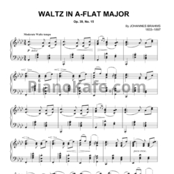 Ноты Иоганнес Брамс - Вальс ля-бемоль мажор (Op. 39, №15) - предпросмотр