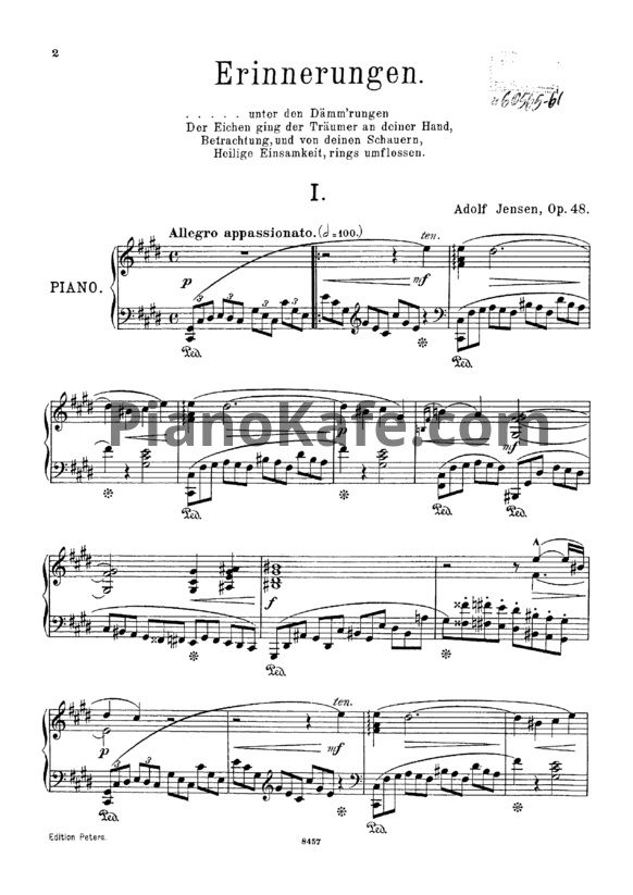 Ноты А. Йенсен - Воспоминания. 5 пьес для фортепиано (Op. 48) - PianoKafe.com