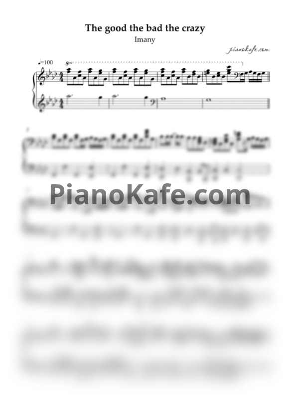 Ноты Imany -The good the bad the crazy (Аккомпанемент в фа минор) - PianoKafe.com