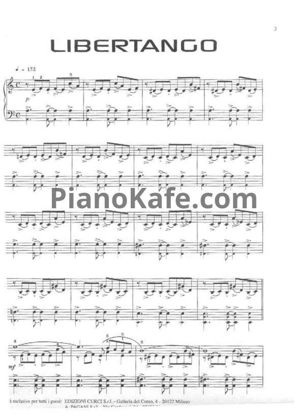 Ноты Astor Piazzolla - Libertango (Версия 2) - PianoKafe.com