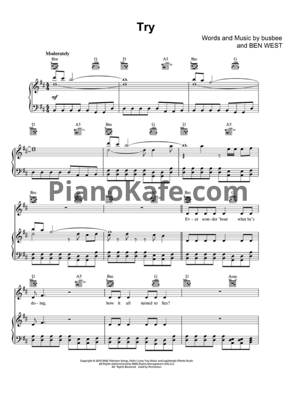 Ноты Pink - Try (Версия 3) - PianoKafe.com