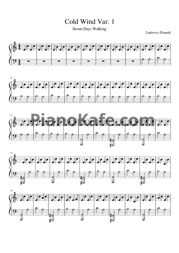 Ноты Ludovico Einaudi - Cold wind Var. 1 - PianoKafe.com
