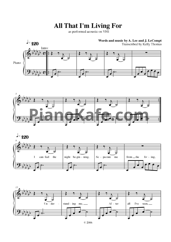 Ноты Evanescence - Atilf - PianoKafe.com