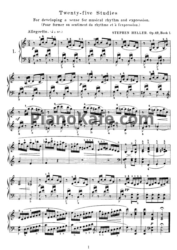 Ноты С. Геллер - 25 этюдов (Op 47) - PianoKafe.com