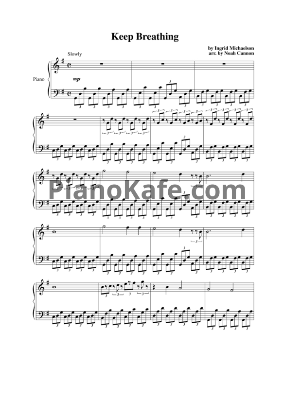 Ноты Ingrid Michaelson - Keep breathing - PianoKafe.com