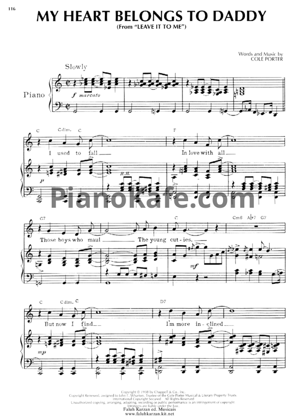 Ноты Cole Porter - My heart belongs to daddy - PianoKafe.com