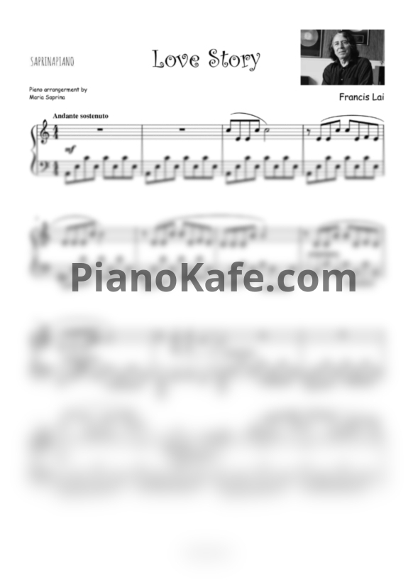 Ноты Francis Lai - Love story (SaprinaPiano cover) - PianoKafe.com