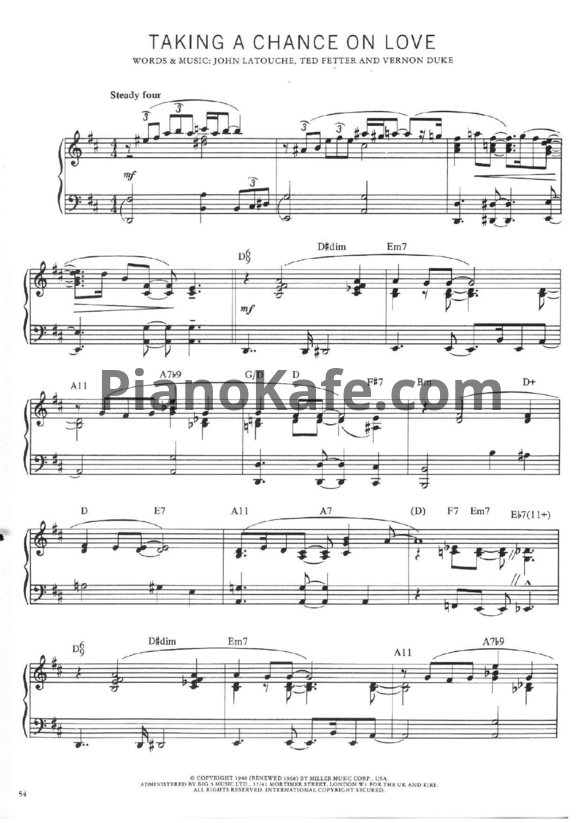 Ноты John Latouche, Ted Fetter, Vernon Duke - Taking a chance on love - PianoKafe.com