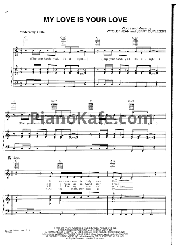 Ноты Whitney Houston - My love is your love - PianoKafe.com