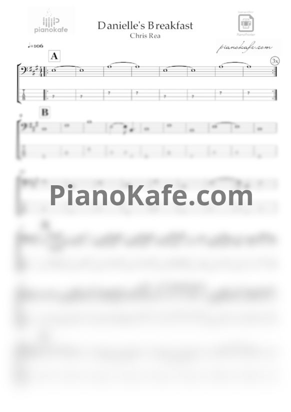 Ноты Chris Rea - Danielleʹs breakfast - PianoKafe.com