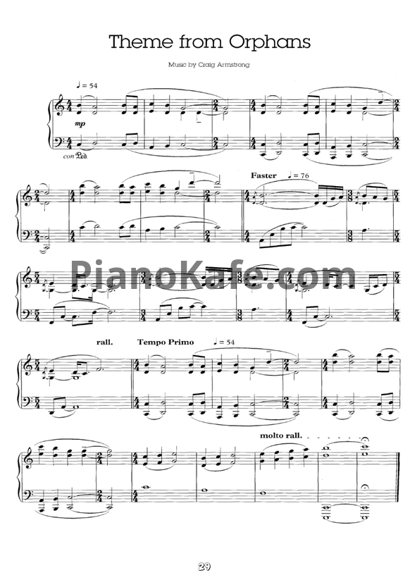 Ноты Craig Armstrong - Theme from orphans - PianoKafe.com