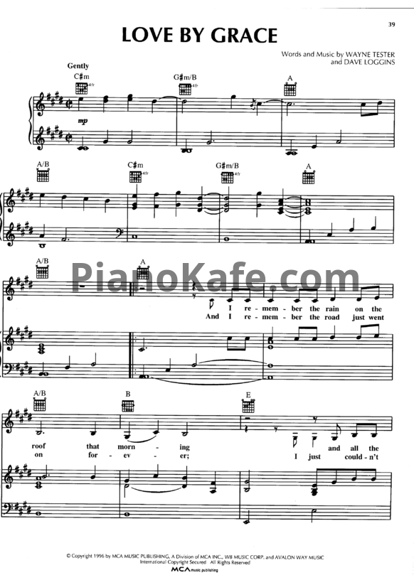 Ноты Lara Fabian - Love by grace - PianoKafe.com