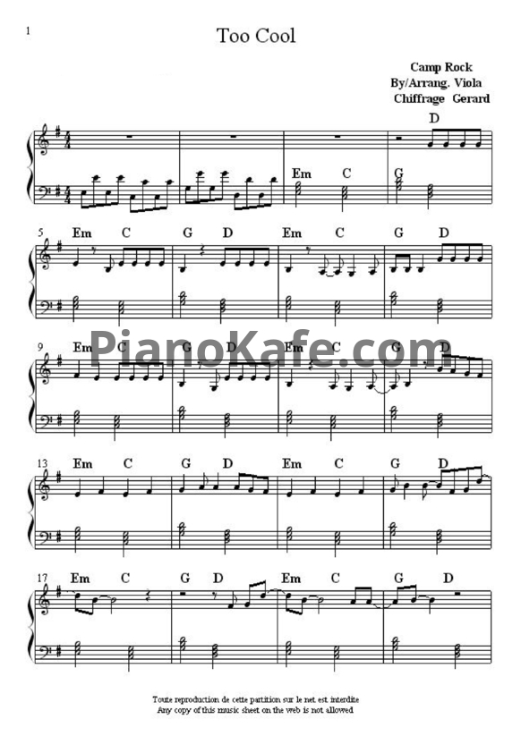 Ноты Meaghan Martin - Too cool (Версия 2) - PianoKafe.com