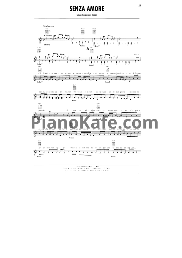 Ноты Adriano Celentano - Senza amora - PianoKafe.com